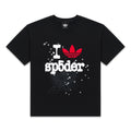 Black Adidas Souvenir Tee with red Trefoil and "I sp5der" graphic, spiderweb, and stars.