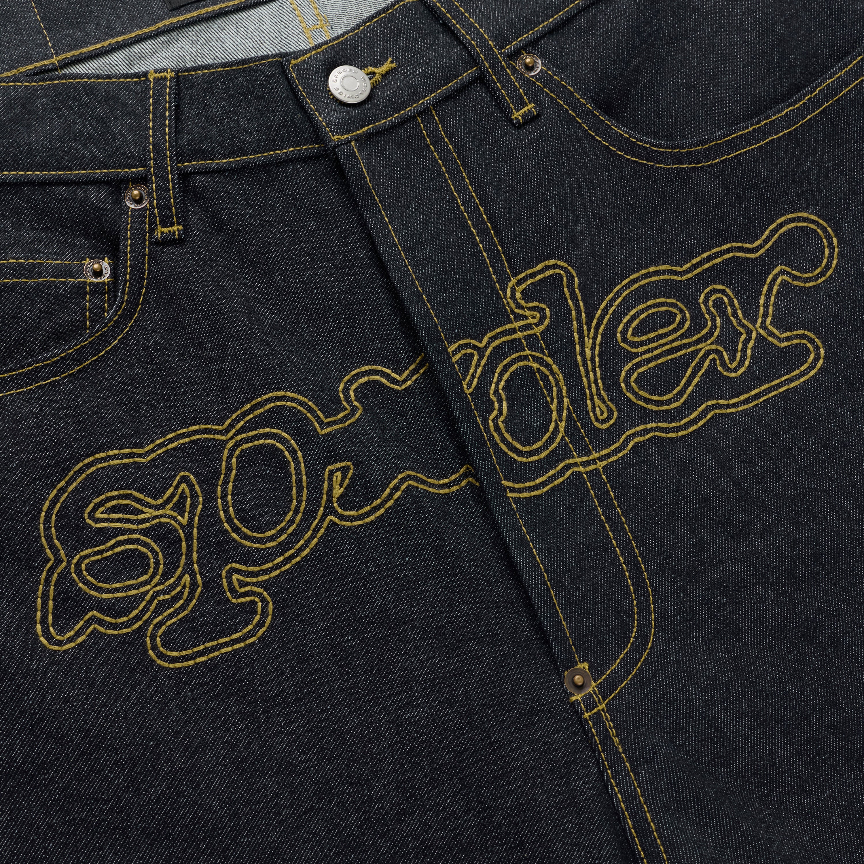 INDIGO PUNK V3 LOGO DENIM JEAN | SP5DER | KING SPIDER