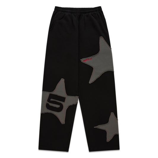 BLACK BIG STAR WIDE LEG SWEATPANT