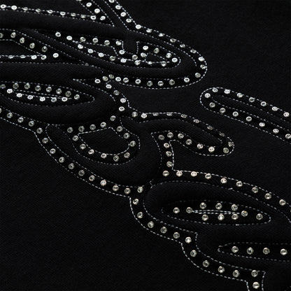 RHINESTONE SCRIPT WIDE LEG SWEATPANT