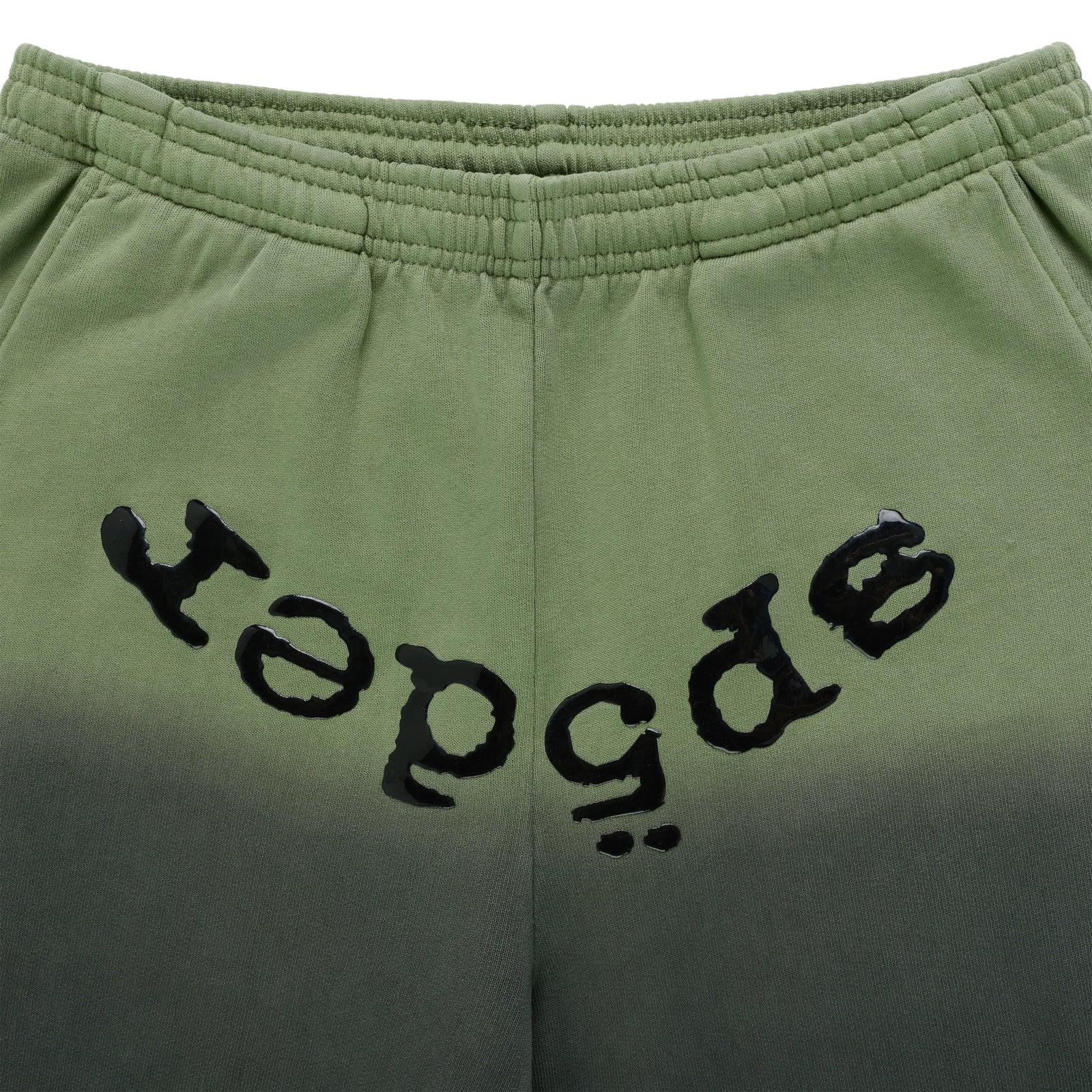 OG WEB OMBRE SWEATPANT: Green 13oz cotton fleece with black 'SP5DER' text and ombre design.