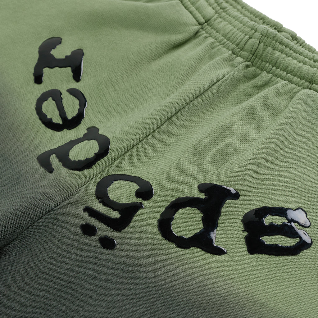 OG WEB OMBRE SWEATPANT: Green 13oz cotton fleece with black puff print 'SP5DER' text and ombre design.