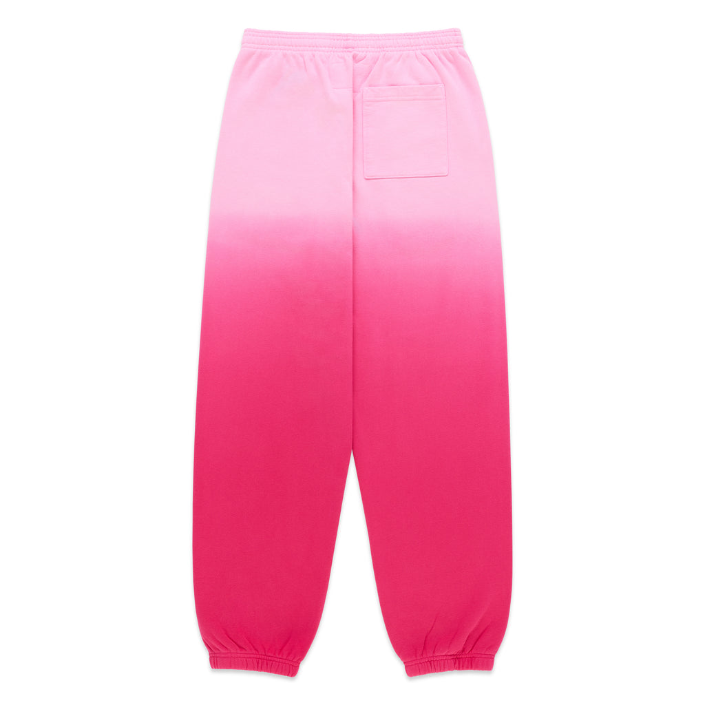 OG WEB OMBRE SWEATPANT: Pink ombre cotton fleece sweatpants with elasticized waistband and cuffs, plus a back pocket.