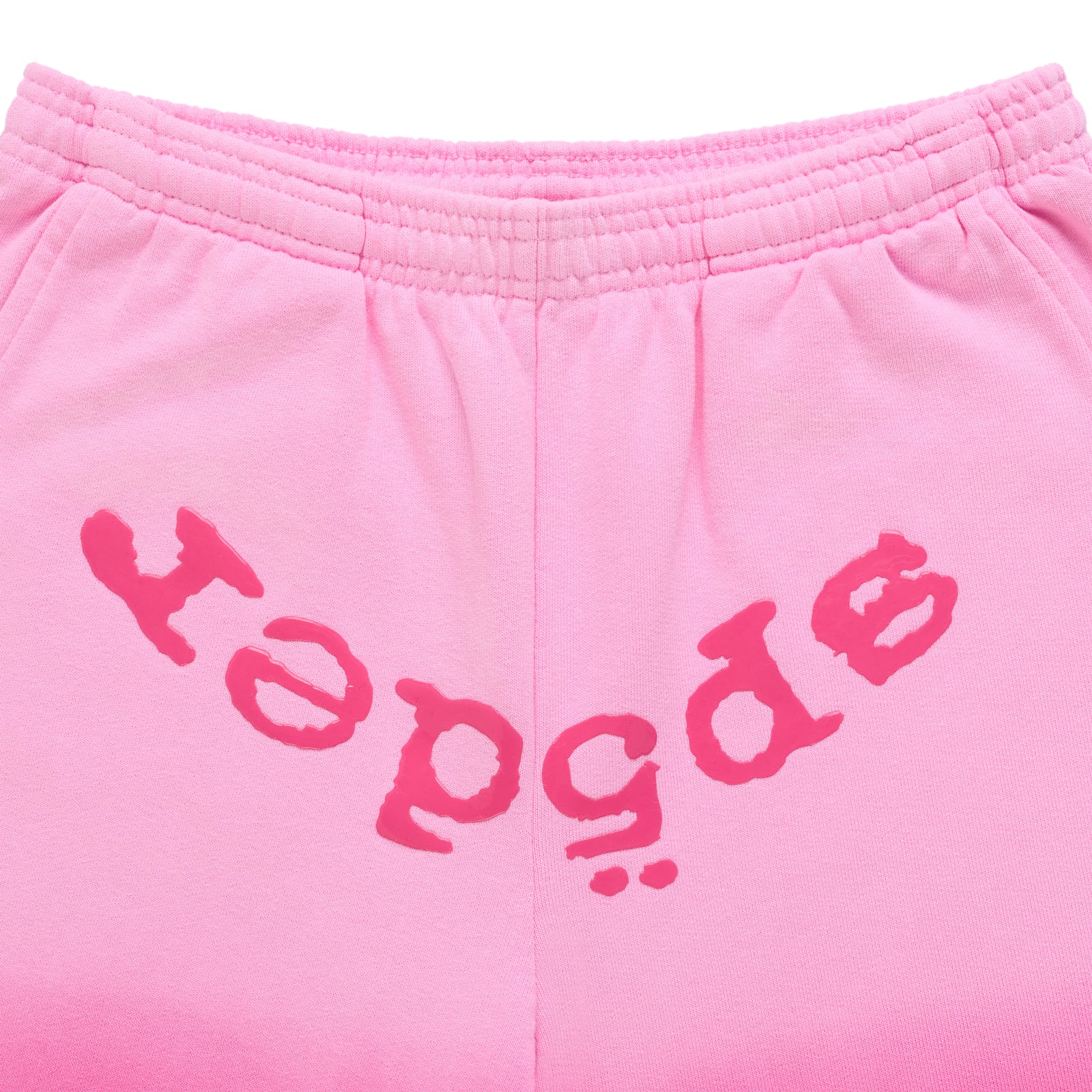 Pink OG WEB OMBRE SWEATPANT with "SP5DER" puff print at crotch, elastic waistband.