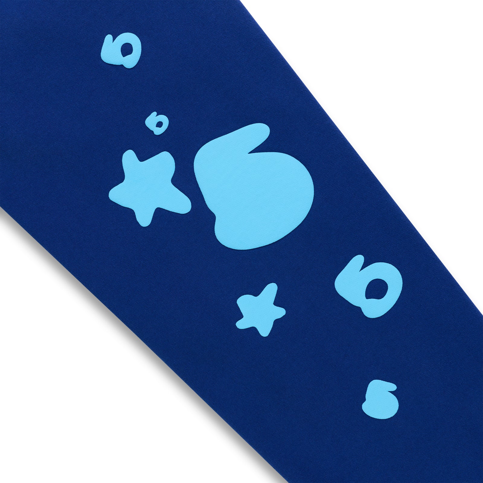 Navy BELUGA V2 SWEATPANT with light blue puff print stars and "5" design.