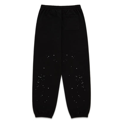 BLACK RHINESTONE SILK SWEATPANT