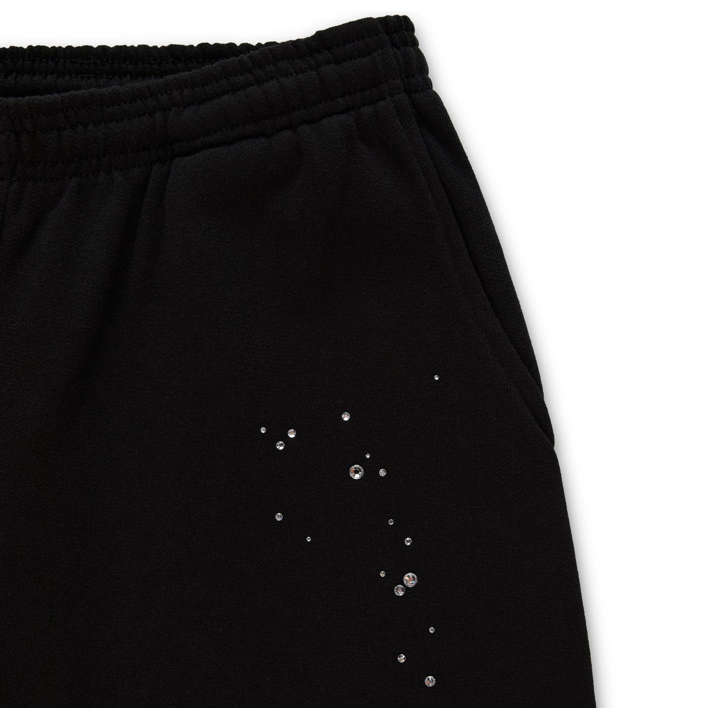 BLACK RHINESTONE SILK SWEATPANT