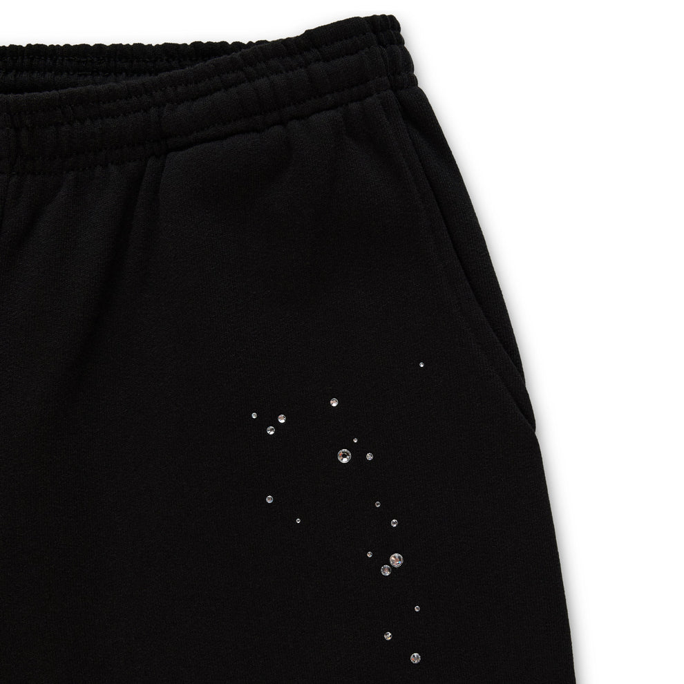 BLACK RHINESTONE SILK SWEATPANT