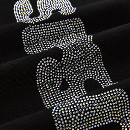 BLACK RHINESTONE SILK SWEATPANT