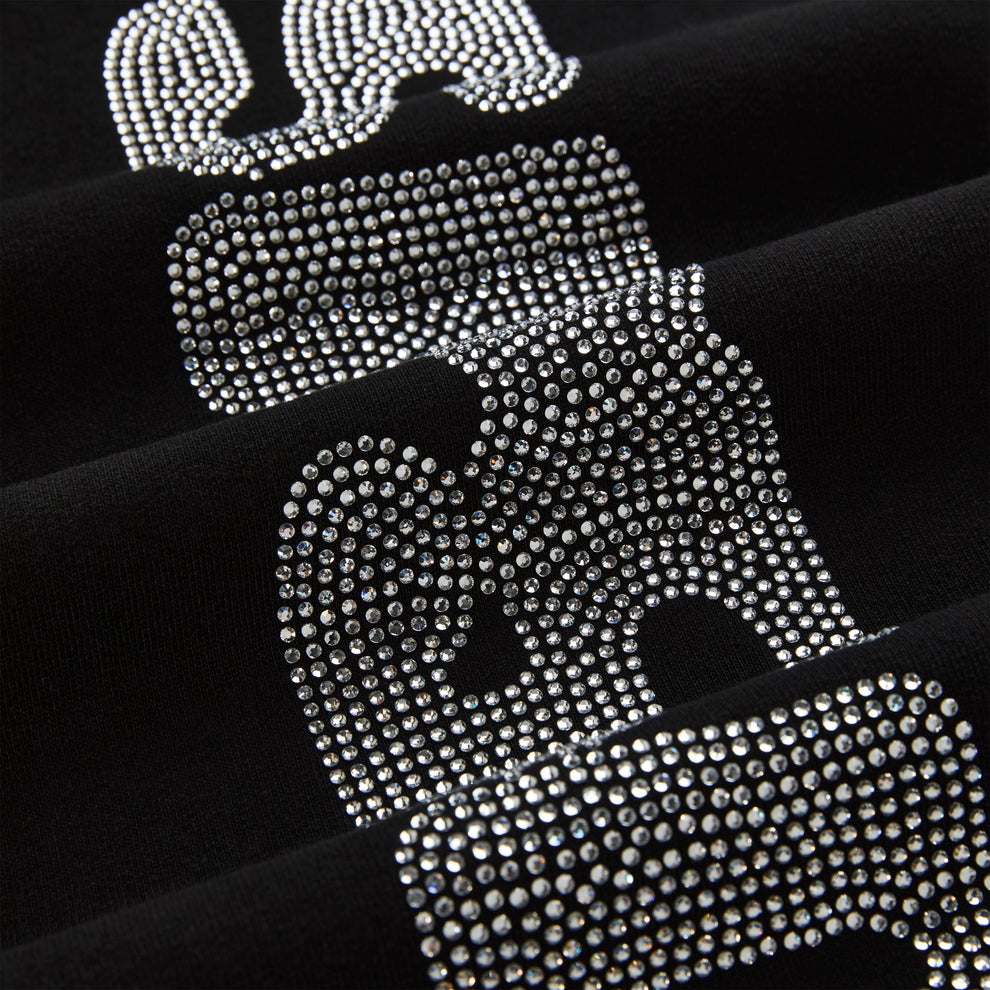 BLACK RHINESTONE SILK SWEATPANT