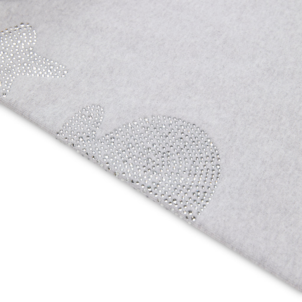 Light grey cotton fleece sweatpant with rhinestone '5' and star design.