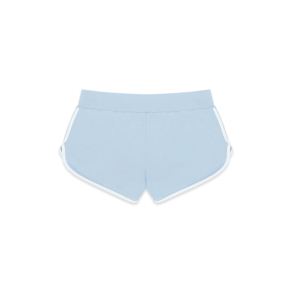 Light blue SP5 WIDE BOXER shorts with white trim, soft material, and elastic waistband.