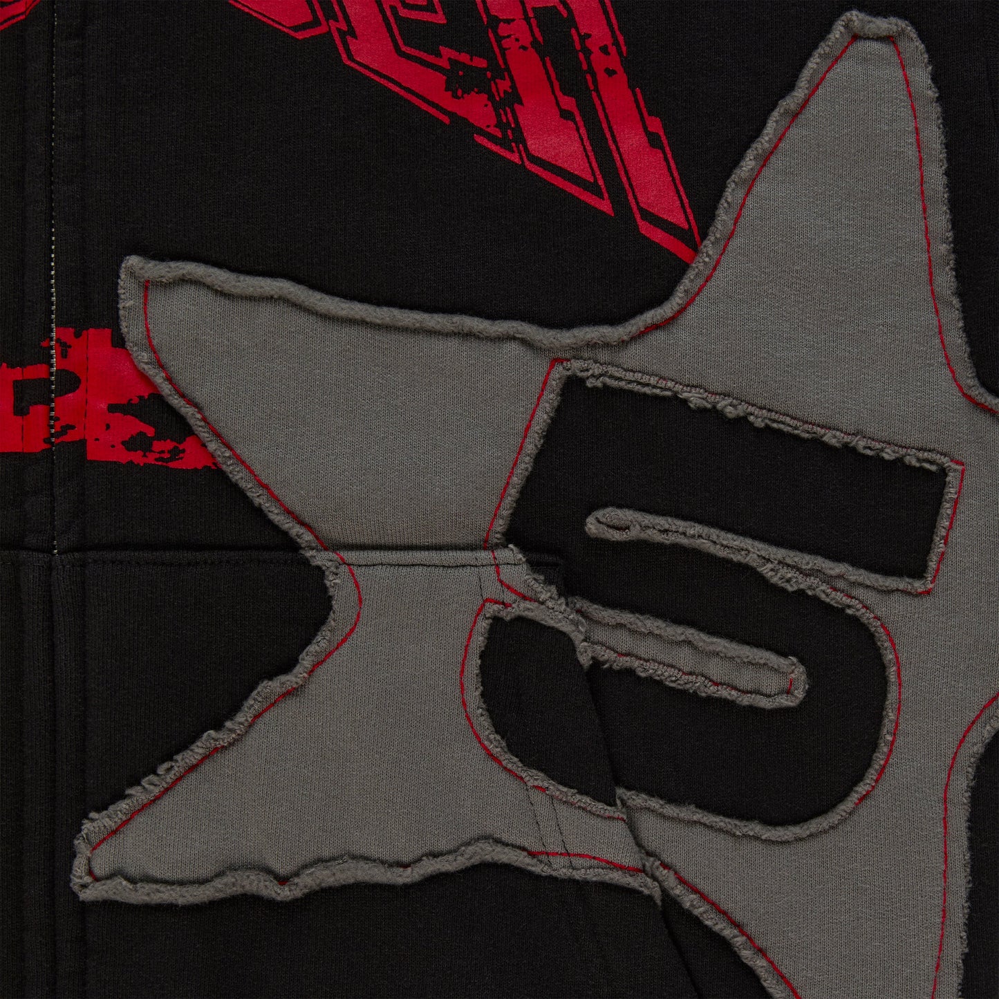 BLACK BIG STAR FULL ZIP HOODIE