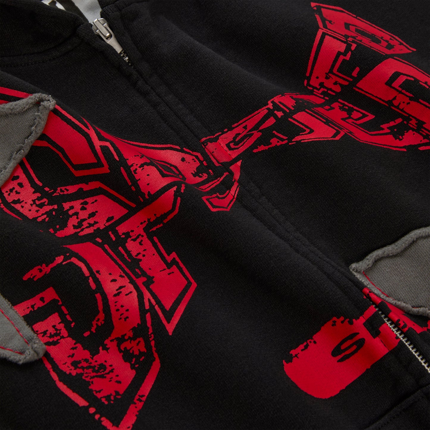 BLACK BIG STAR FULL ZIP HOODIE