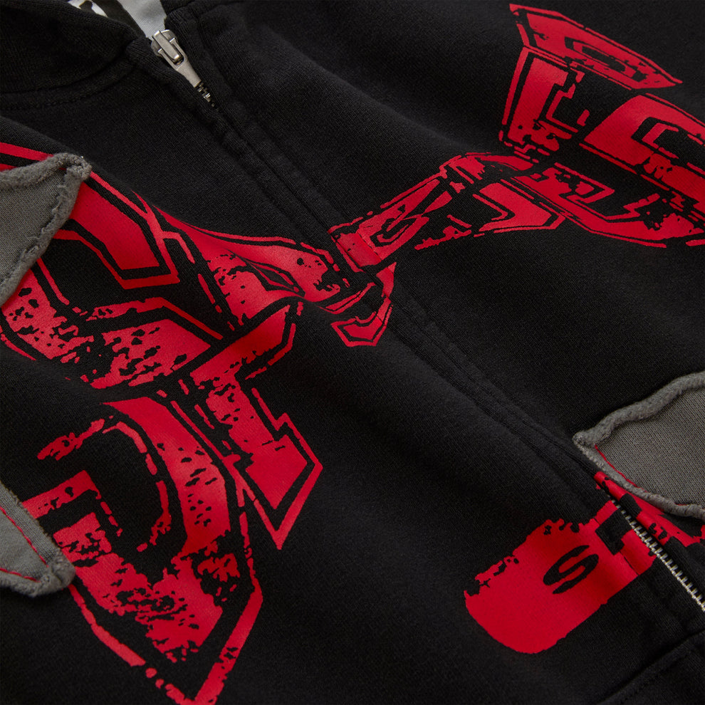 BLACK BIG STAR FULL ZIP HOODIE