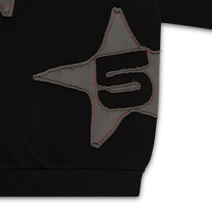 BLACK BIG STAR FULL ZIP HOODIE
