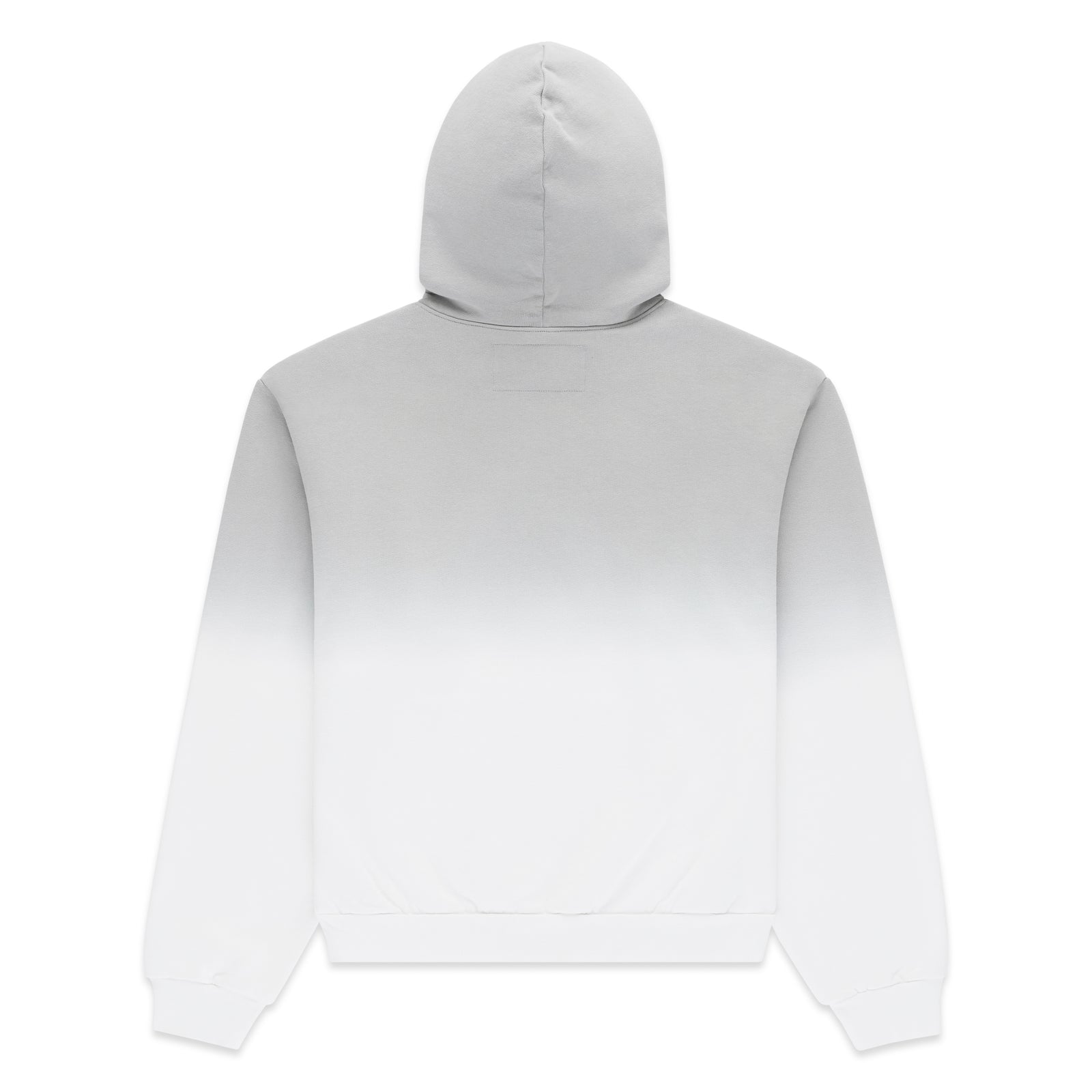 OG WEB Ombre Hoodie, 13oz cotton fleece, grey to white ombre design, ribbed cuffs and hem.