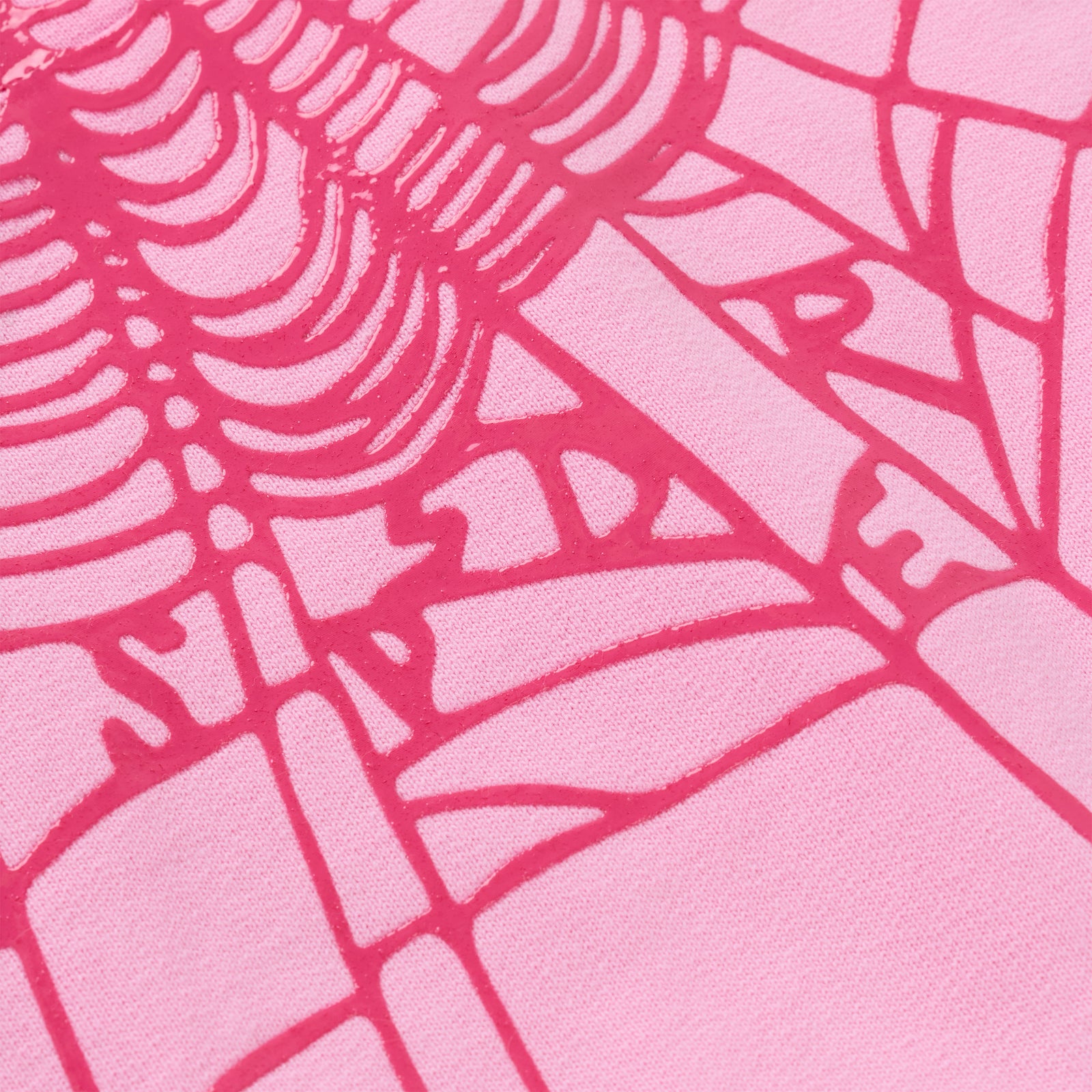 Pink OG WEB OMBRE HOODIE, 100% cotton fleece, with puff print web design.