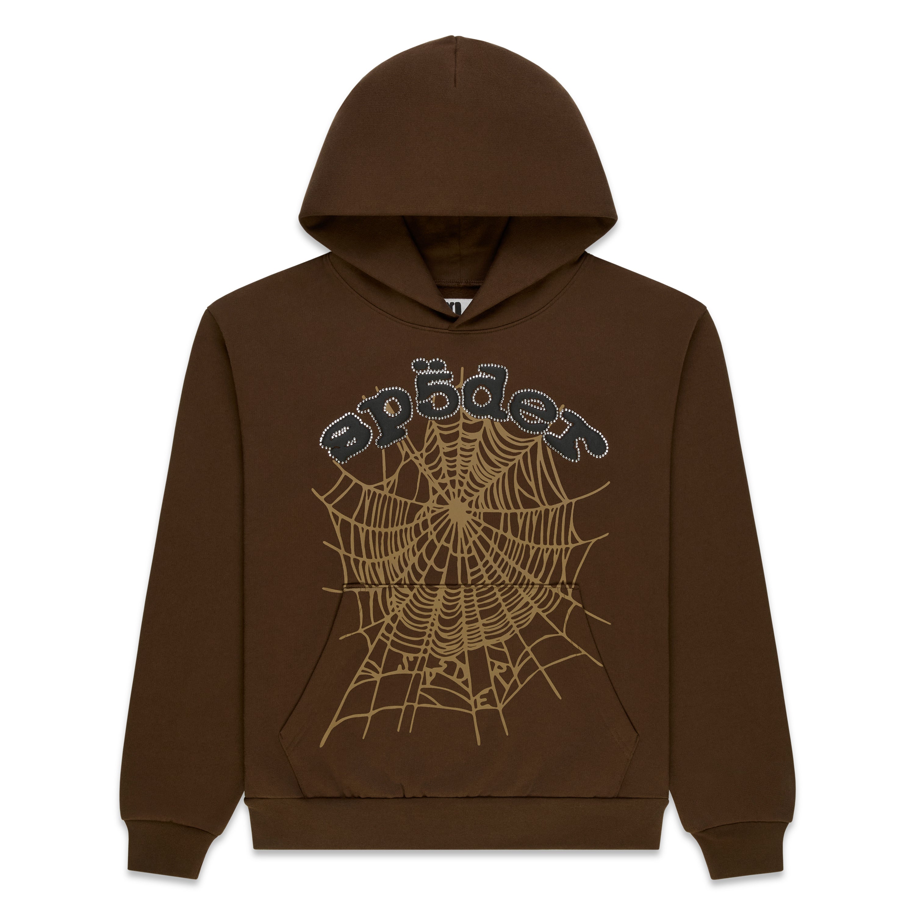 sp5der パーカー 茶色 og web brown BROWN RHINESTONE OG WEB HOODIE | SP5DER | KING SPIDER