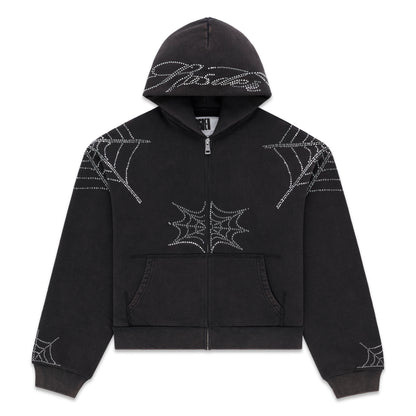 RHINESTONE WEB ZIP HOODIE