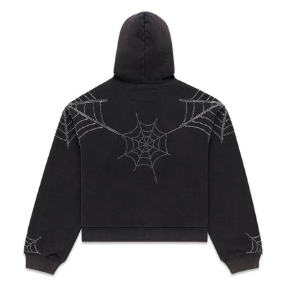 RHINESTONE WEB ZIP HOODIE