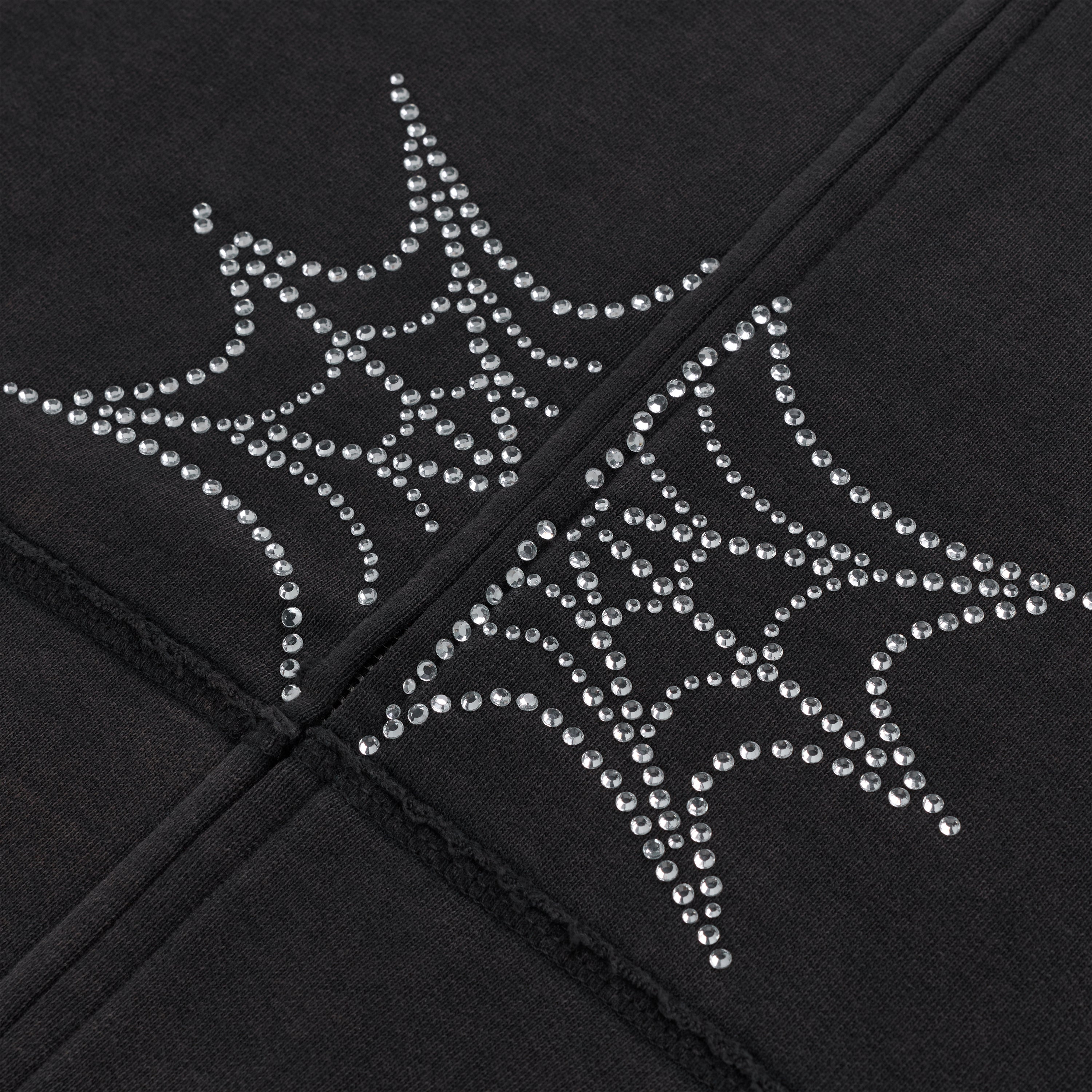 BLACK RHINESTONE WEB ZIP HOODIE | SP5DER | KING SPIDER