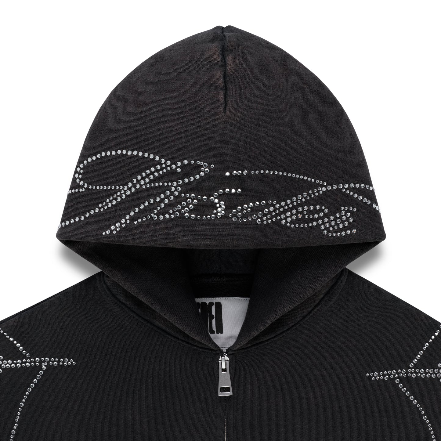 RHINESTONE WEB ZIP HOODIE