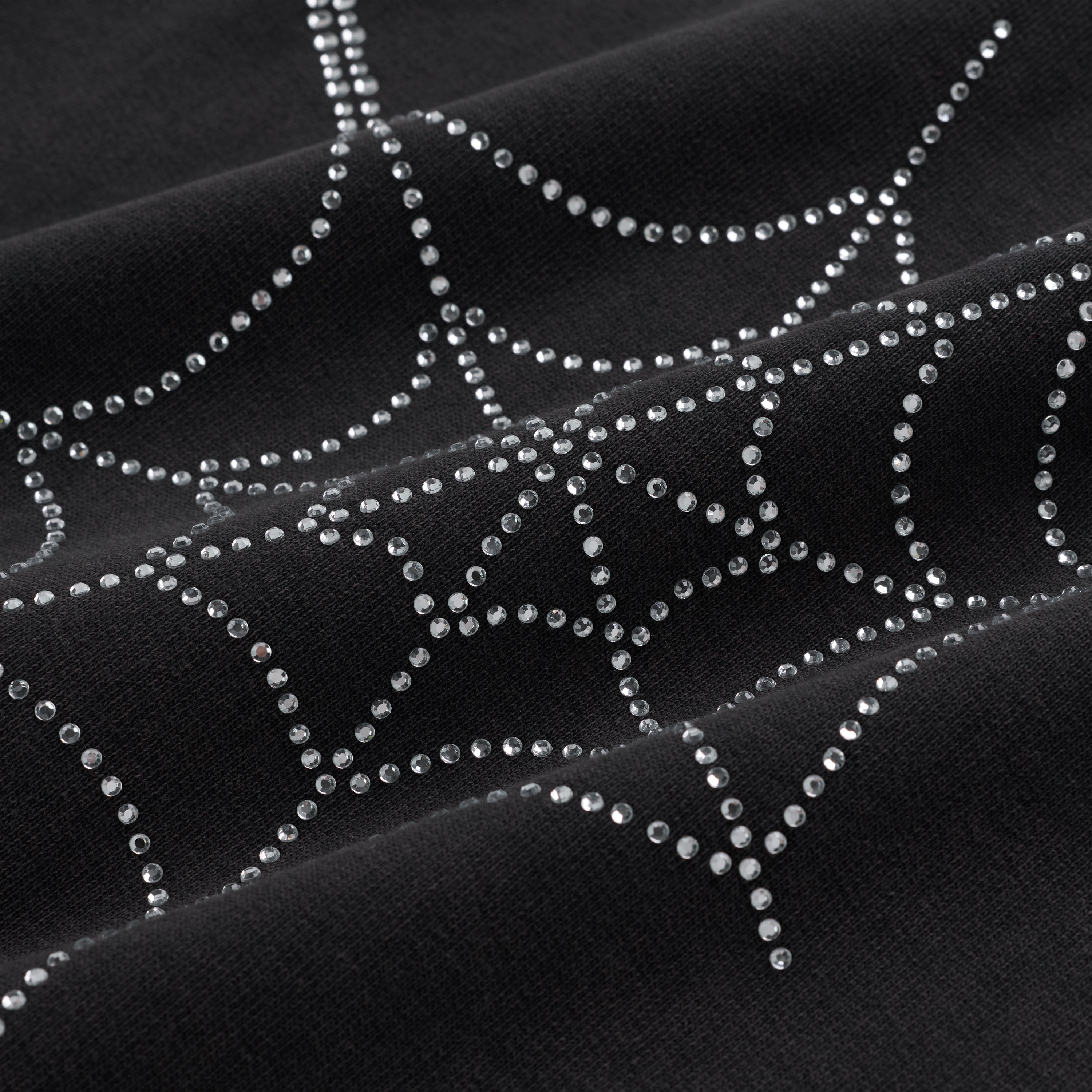 BLACK RHINESTONE WEB ZIP HOODIE | SP5DER | KING SPIDER