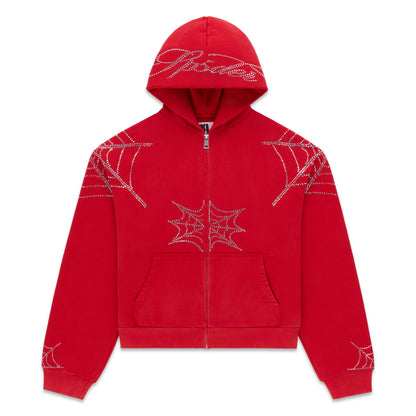 RHINESTONE WEB ZIP HOODIE