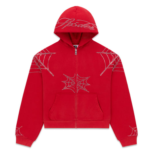 RHINESTONE WEB ZIP HOODIE