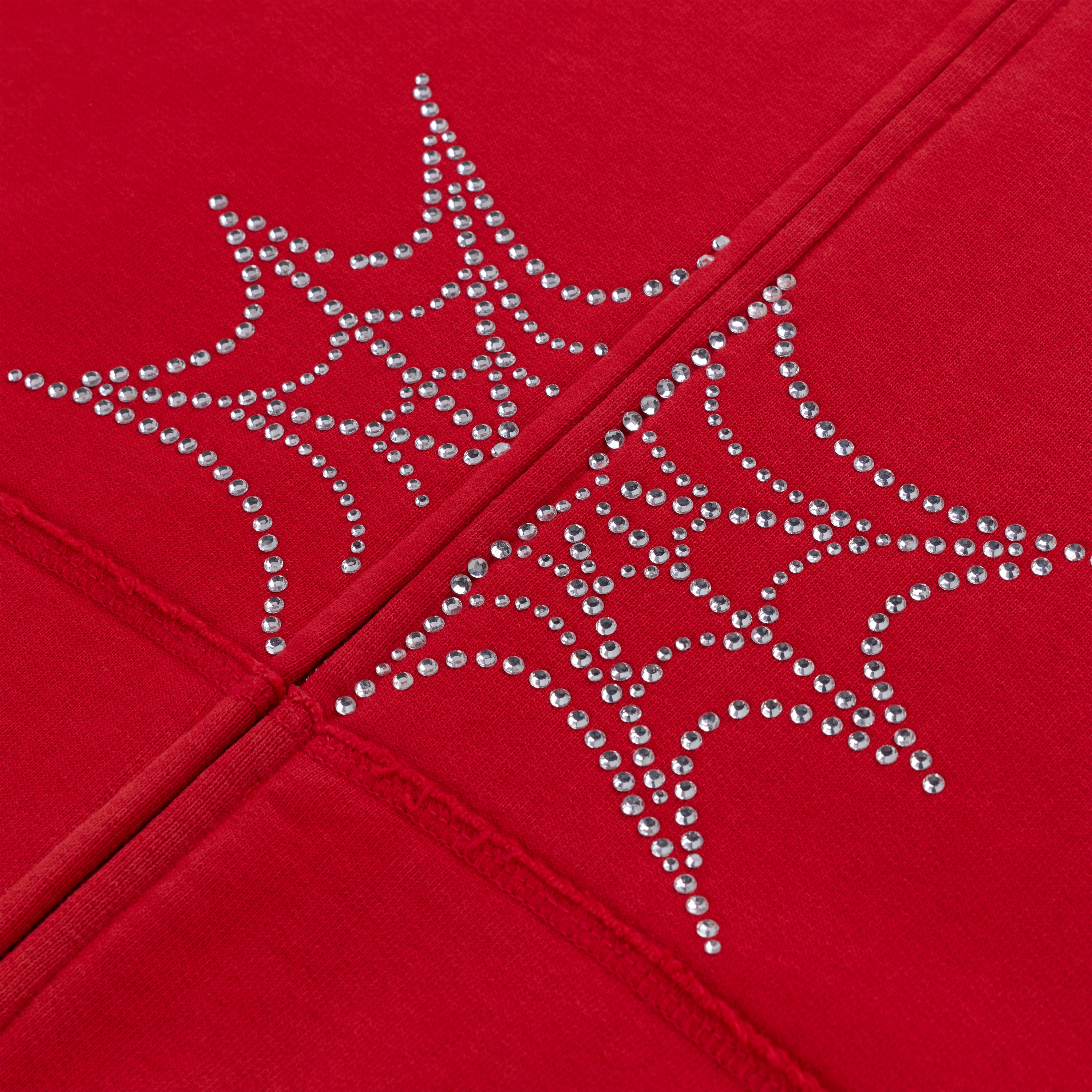 RED RHINESTONE WEB ZIP HOODIE | SP5DER | KING SPIDER