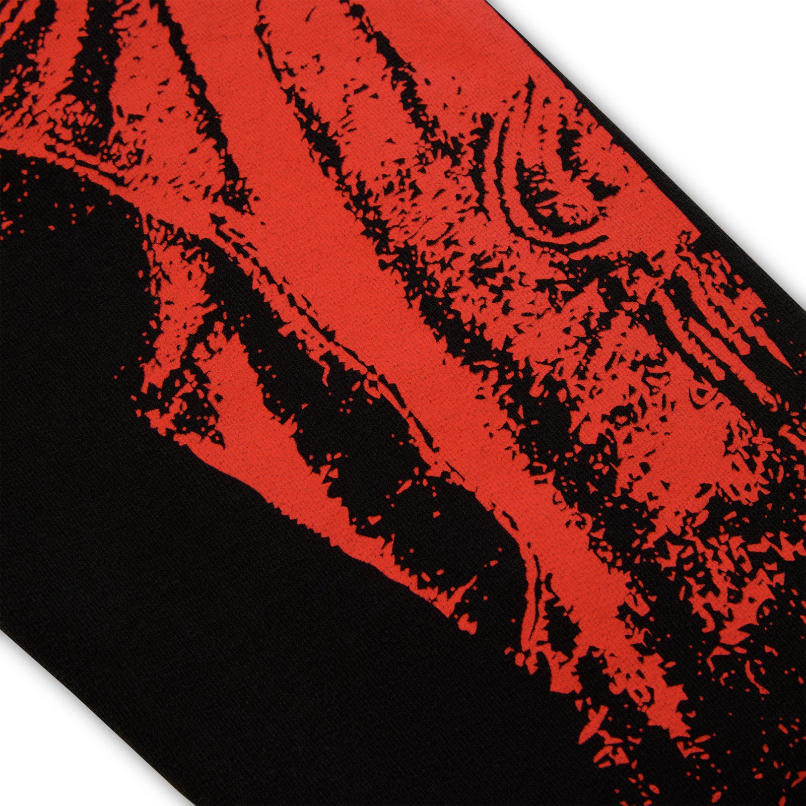 Black 13oz cotton fleece JP5 Moto Hoodie with a vibrant red painted moto design.