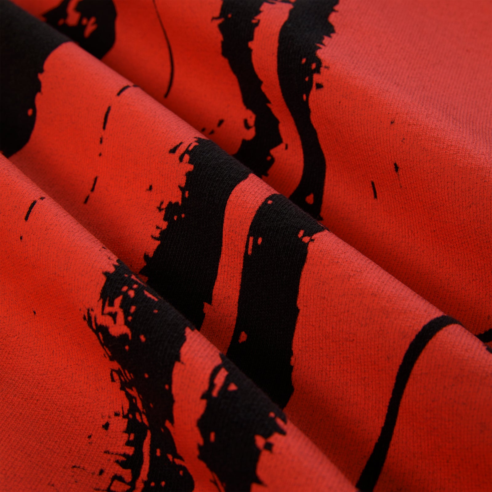 Red 13oz cotton fleece JP5 Moto Hoodie with black painted moto design.