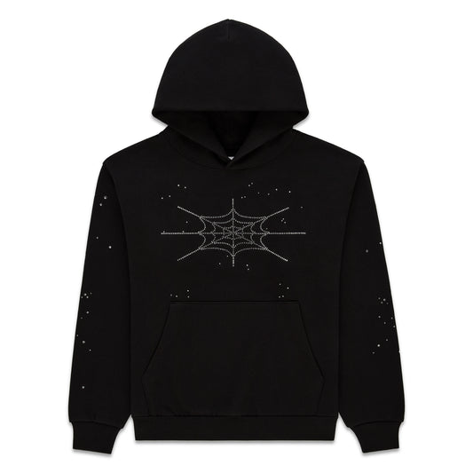 BLACK RHINESTONE SILK HOODIE