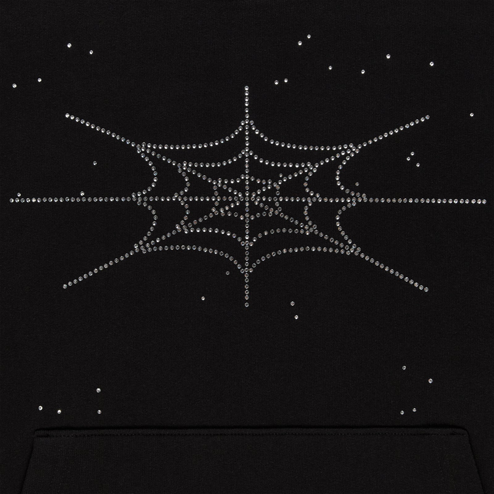 BLACK RHINESTONE SILK HOODIE