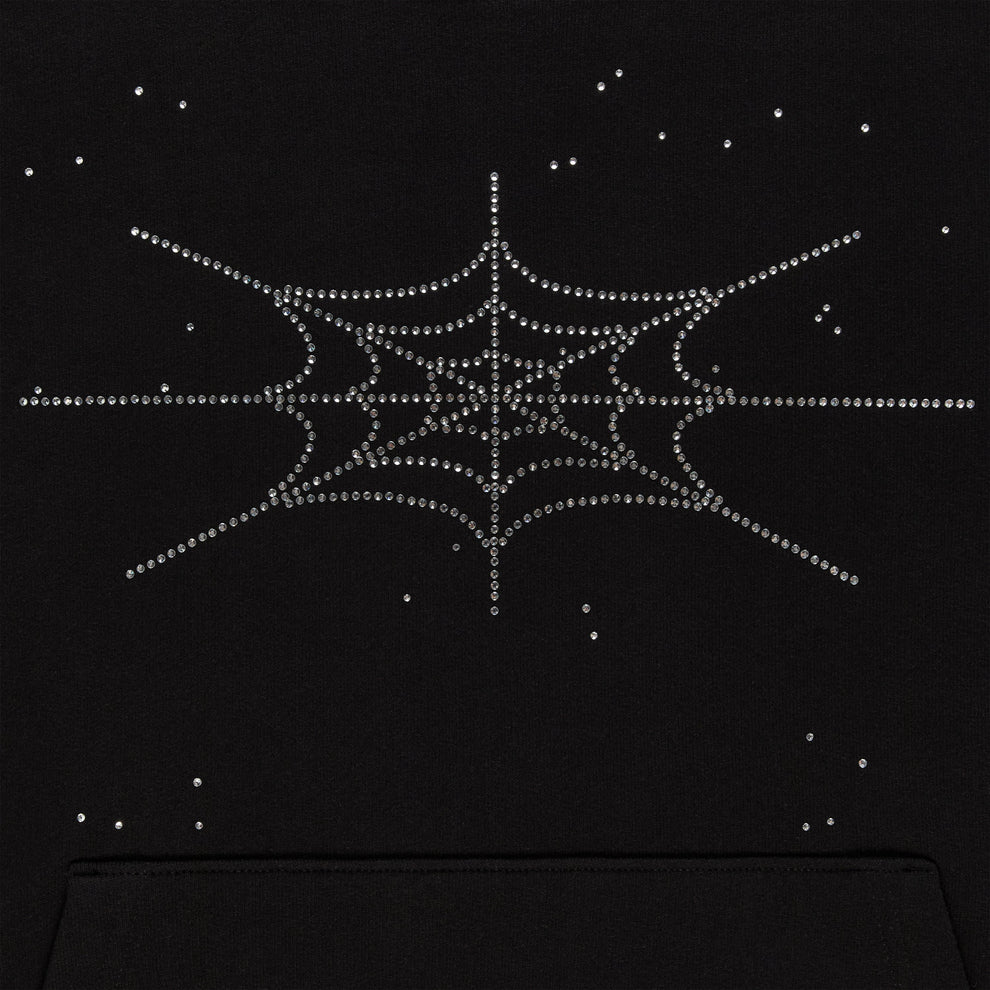 BLACK RHINESTONE SILK HOODIE