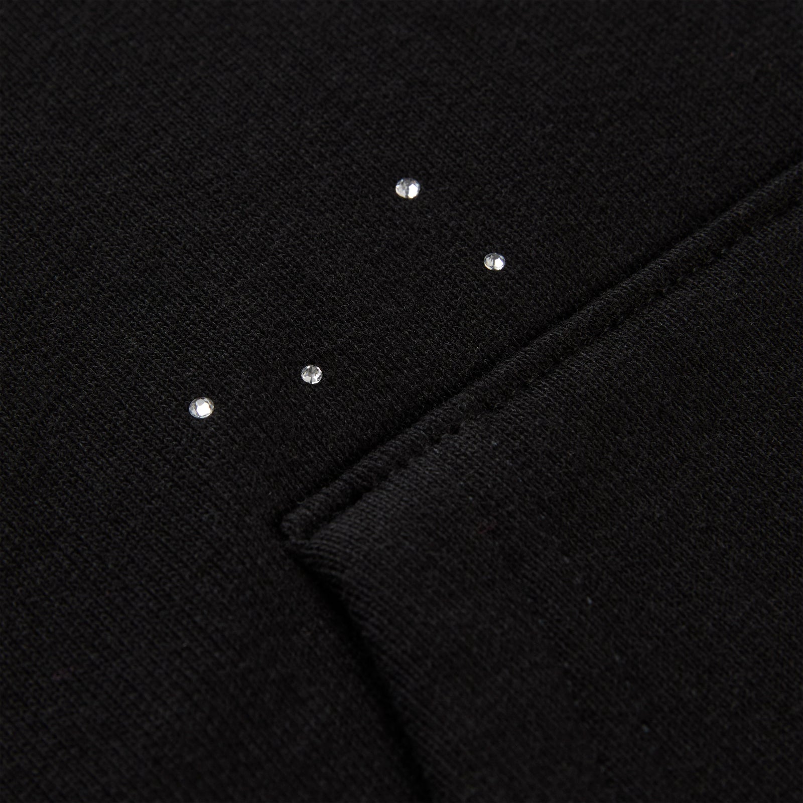 BLACK RHINESTONE SILK HOODIE
