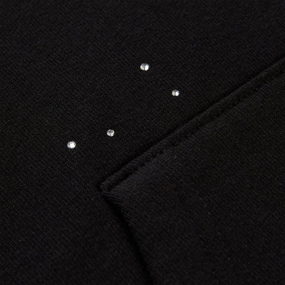 BLACK RHINESTONE SILK HOODIE