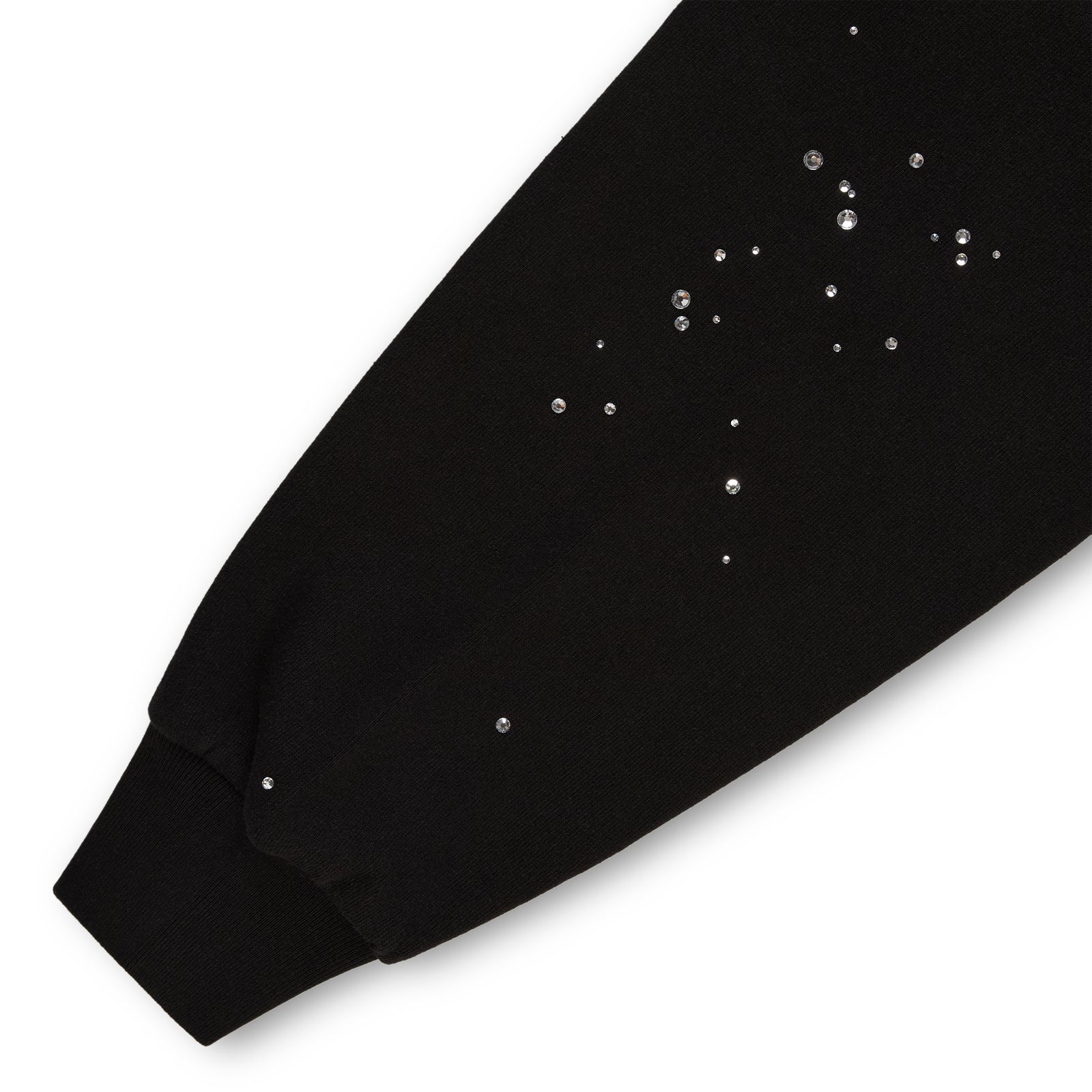 BLACK RHINESTONE SILK HOODIE