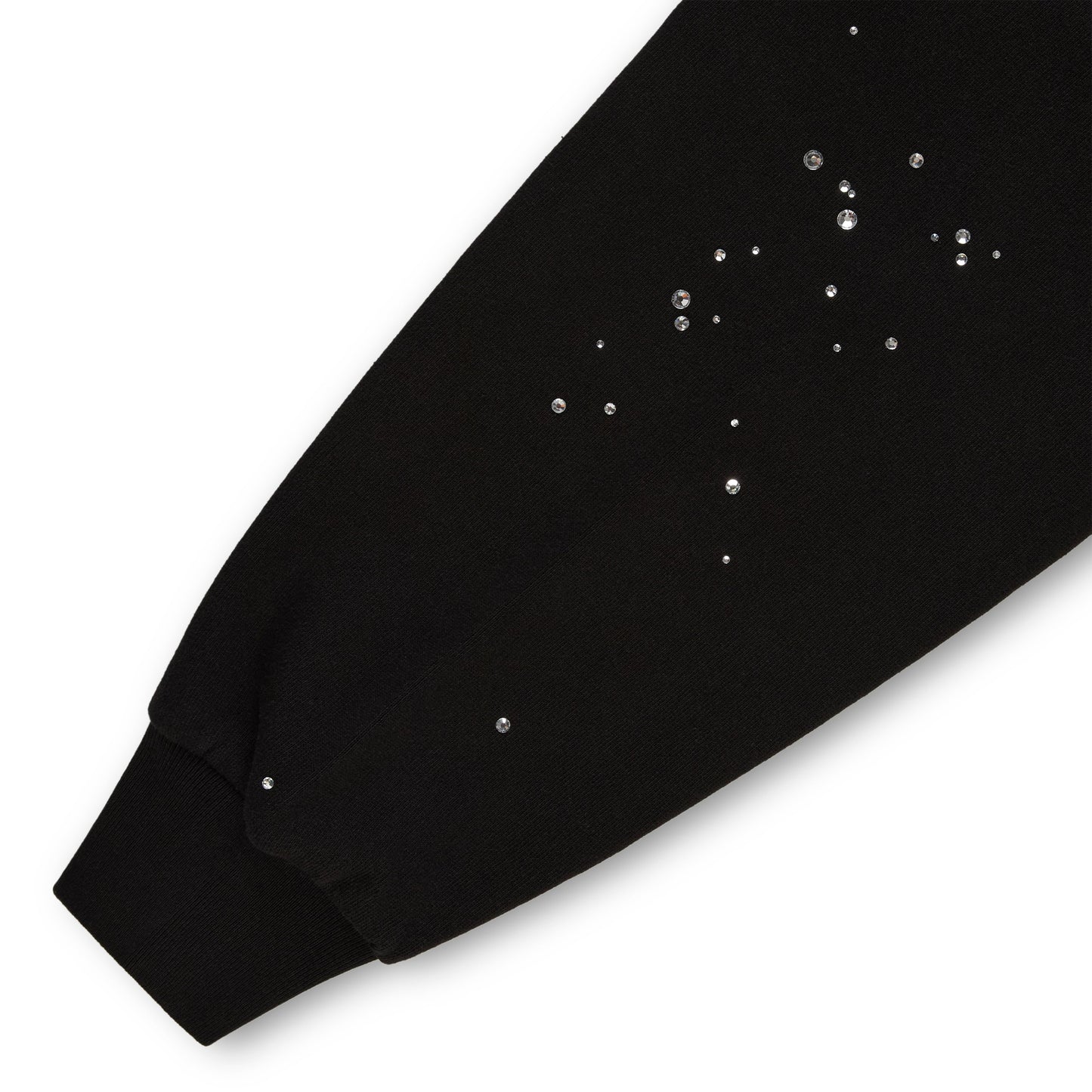 BLACK RHINESTONE SILK HOODIE