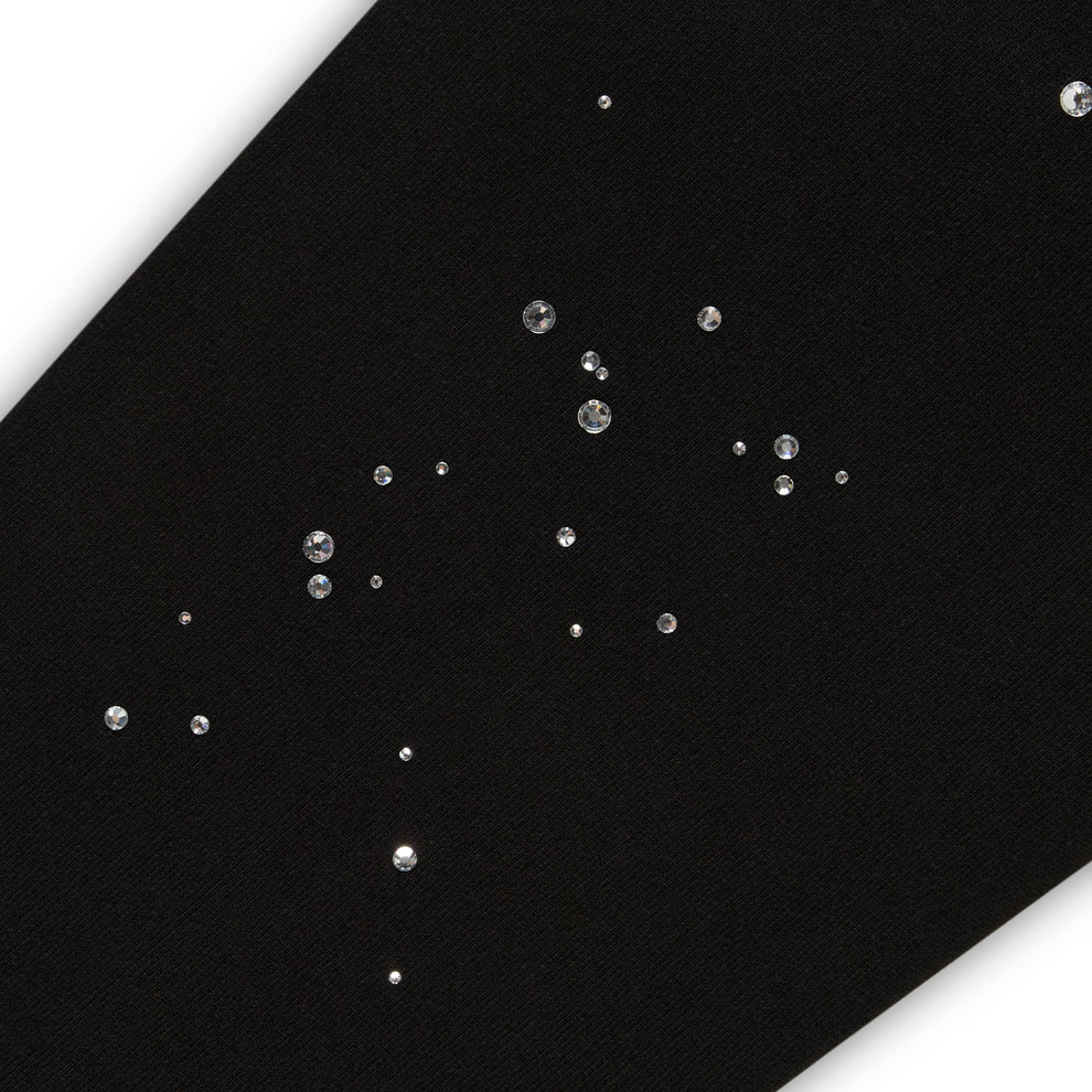 BLACK RHINESTONE SILK HOODIE