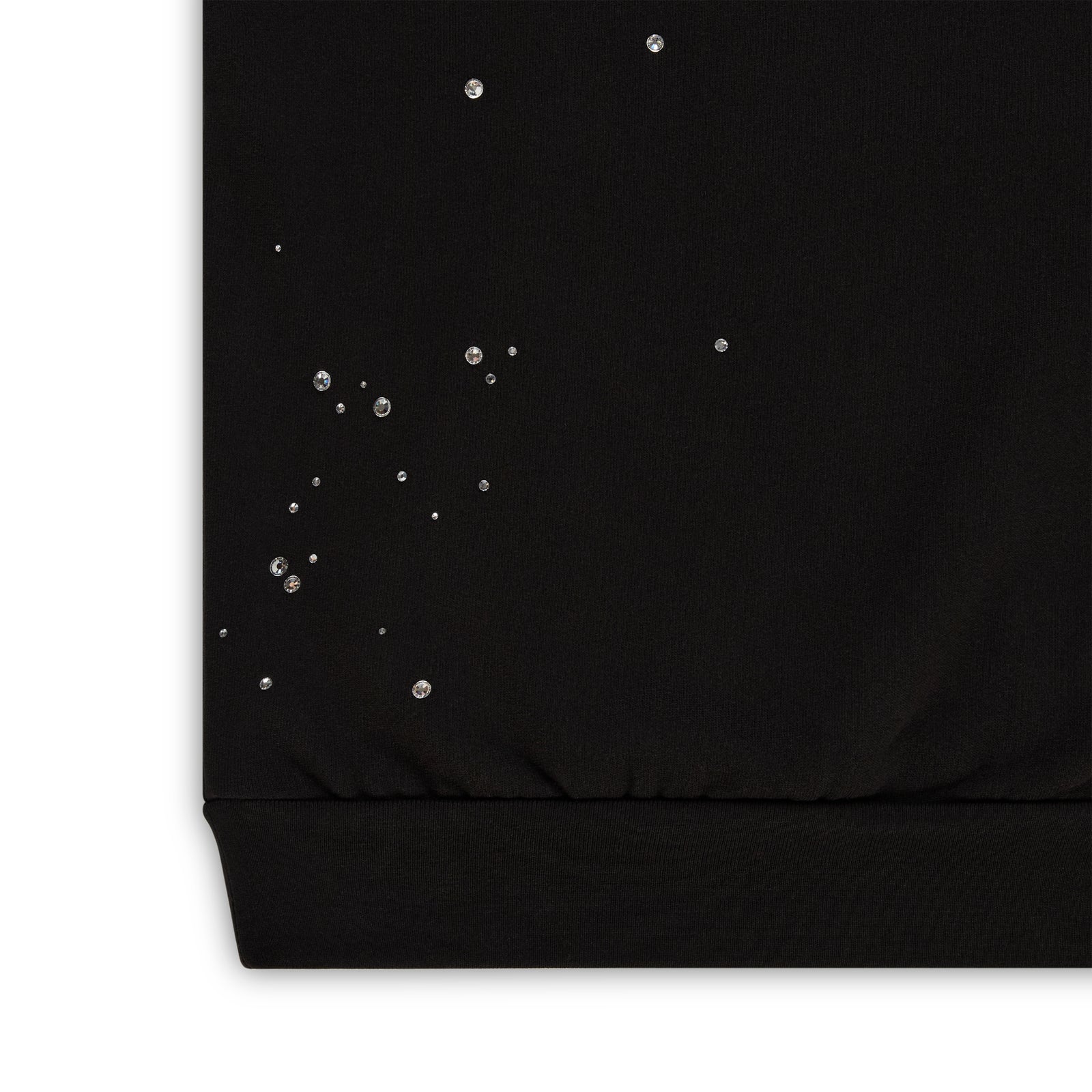 BLACK RHINESTONE SILK HOODIE