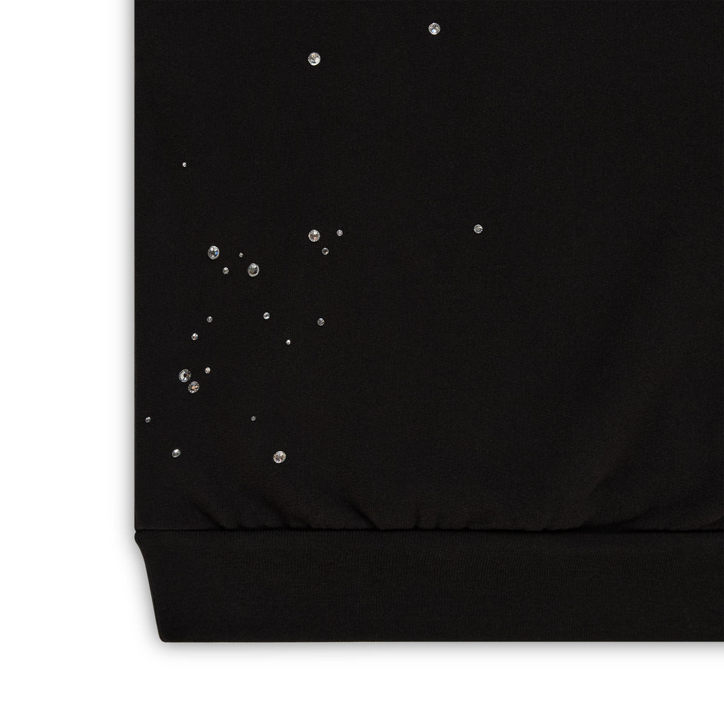 BLACK RHINESTONE SILK HOODIE