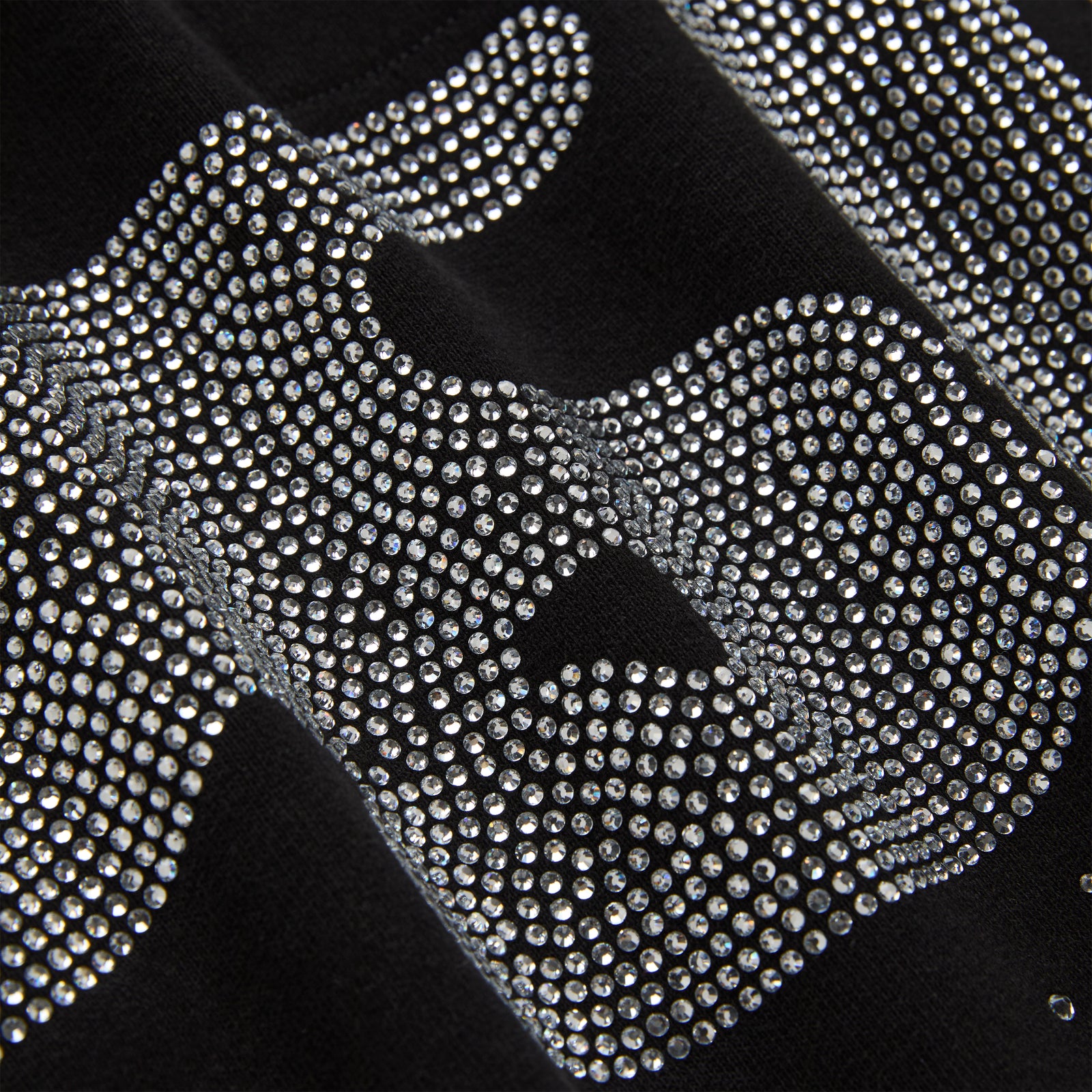 BLACK RHINESTONE SILK HOODIE