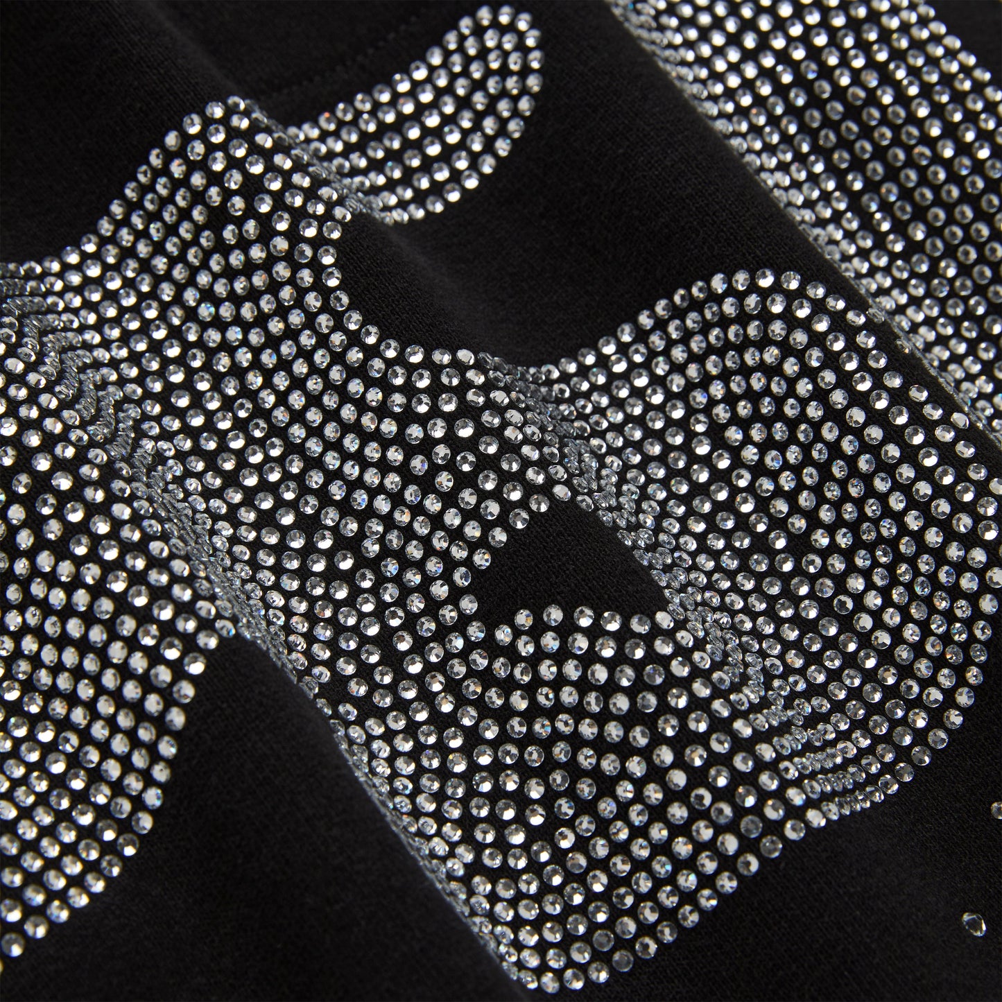 BLACK RHINESTONE SILK HOODIE