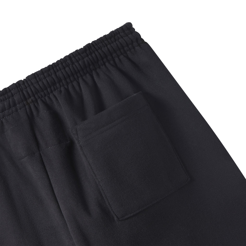 Black cotton fleece PUNK V2 sweatpants featuring an elasticized waistband and a functional back pocket.