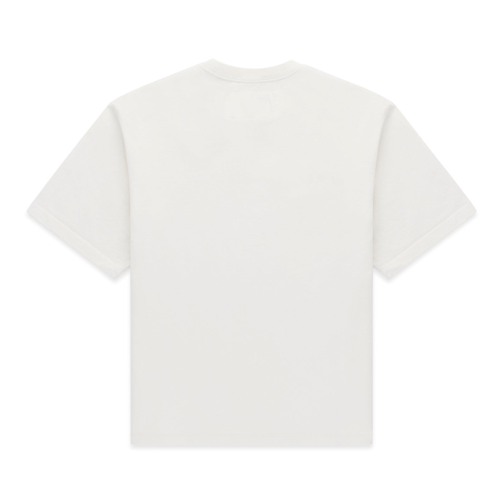Back view of a plain white 100% cotton lightweight tee with a standard fit.