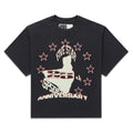 Black cotton ANNIVERSARY TEE with "FIVE STAR" and "ANNIVERSARY" graphic, surrounded by red-outlined stars.