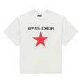 Off-white cotton tee with "SP5 DER" text and a red star graphic on the front.
