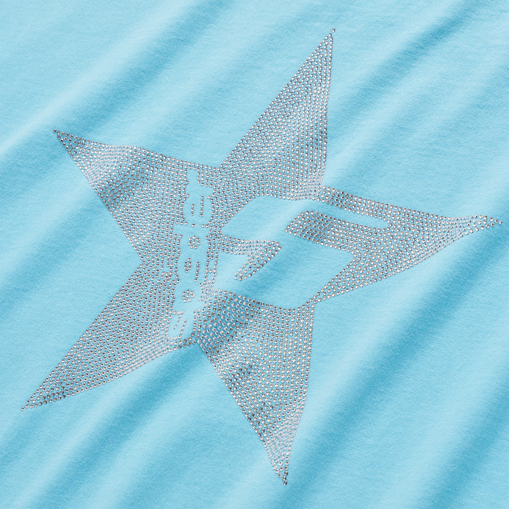 Spider Light Blue Rhinestone LIGHT BLUE BIG 5 STAR RHINESTONE TEE | SP5DER | KING SPIDER